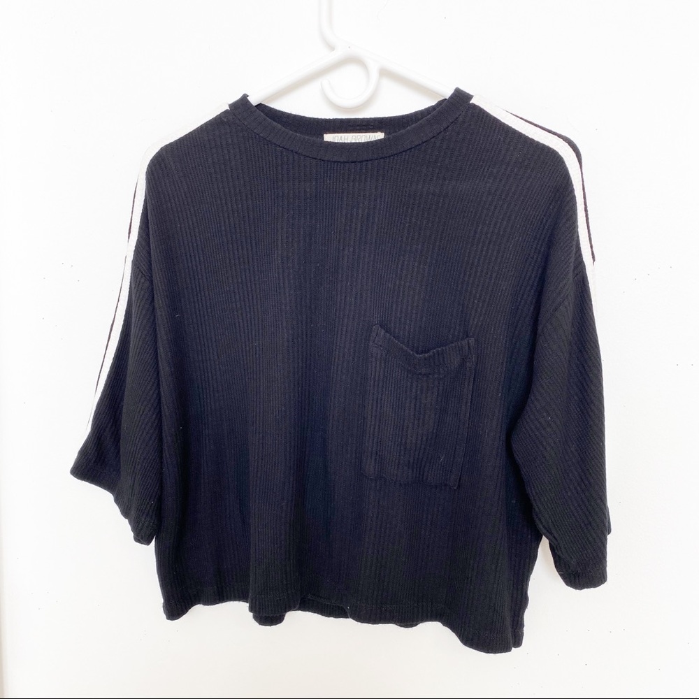 Joah Brown Black Crop Sweater Tee